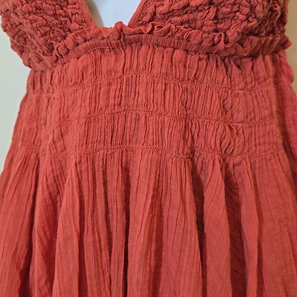 Free People Forever Favorite Mini Dress Cottagecore Boho Gauzy Beach Vacation - Picture 5 of 14